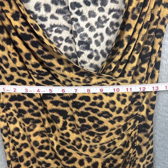 Norma Kamali Animal Print Faux Wrap Dress Flattering Stretch Size M Designer - Picture 6 of 11